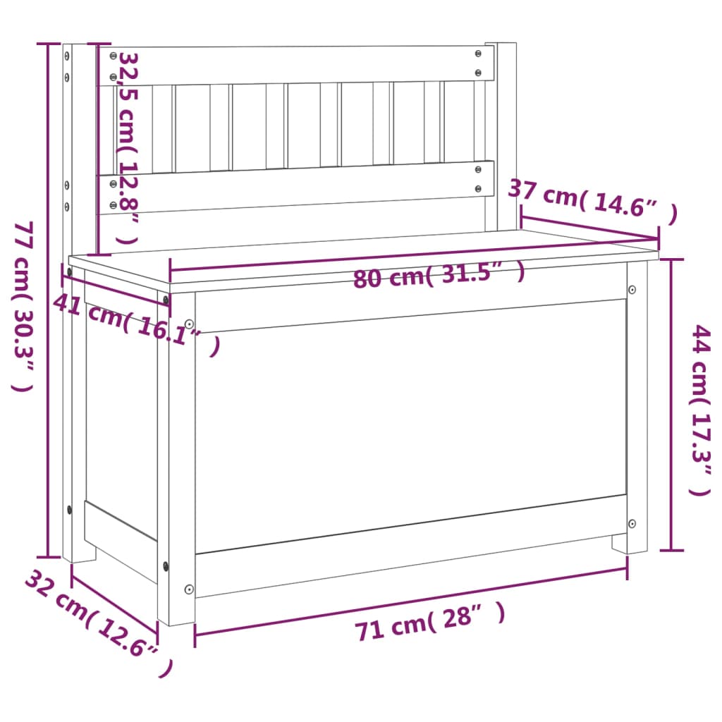 Klupa 80 x 41 x 77 cm od masivne borovine