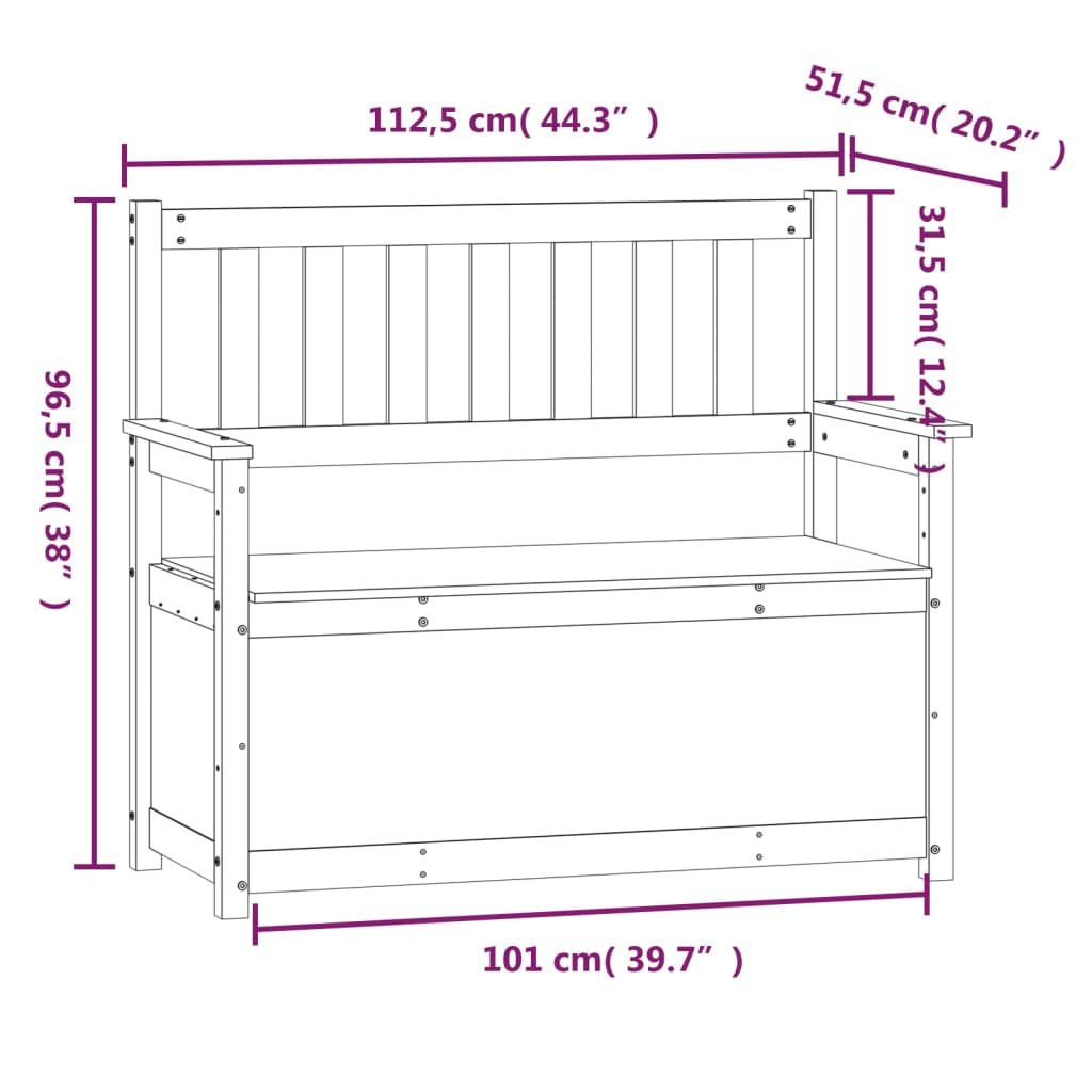Klupa bijela 112,5 x 51,5 x 96,5 cm od masivne borovine