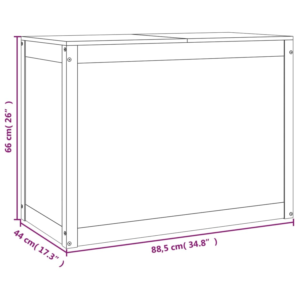 Kutija za rublje crna 88,5x44x66 cm od masivne borovine