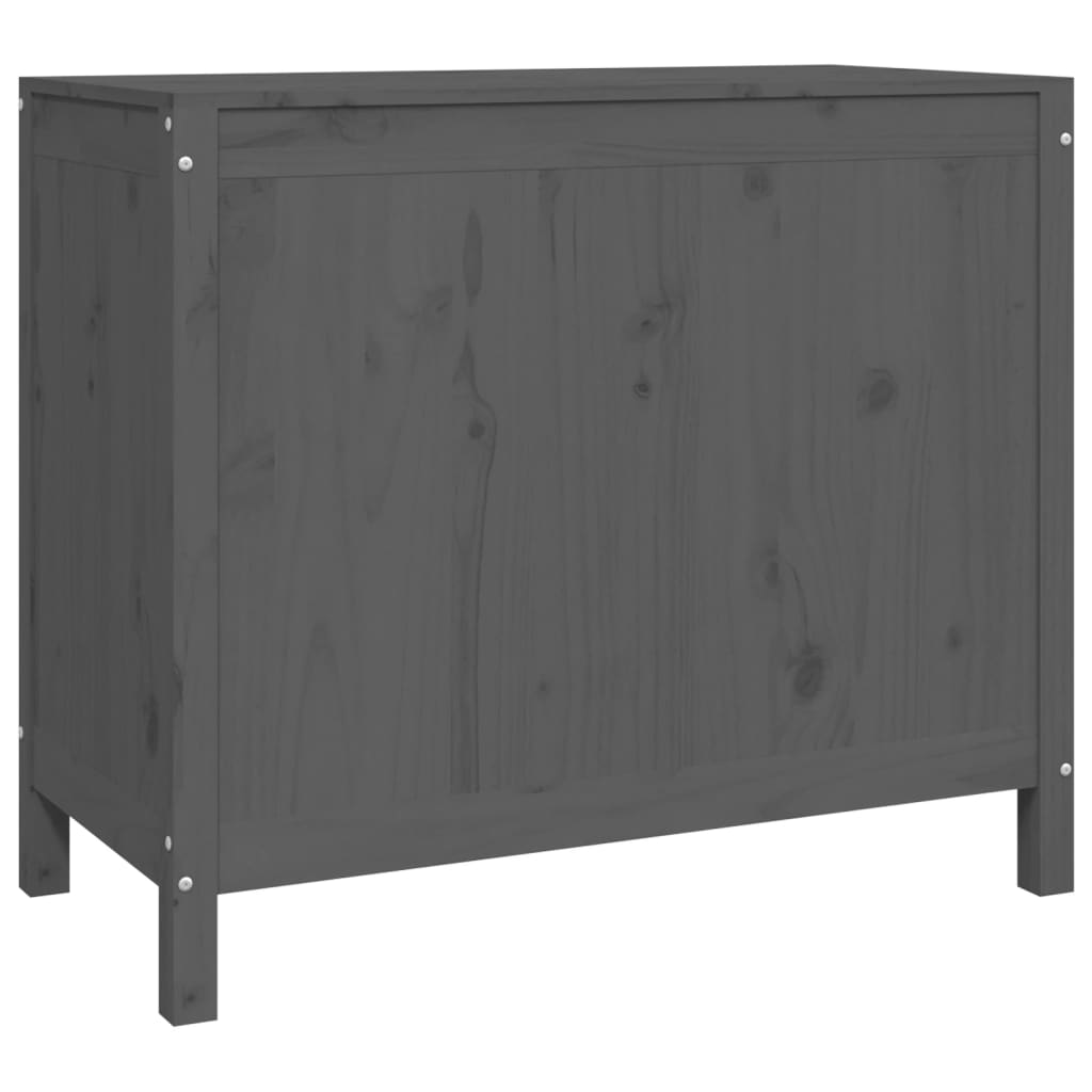 Kutija za rublje siva 88,5 x 44 x 76 cm od masivne borovine