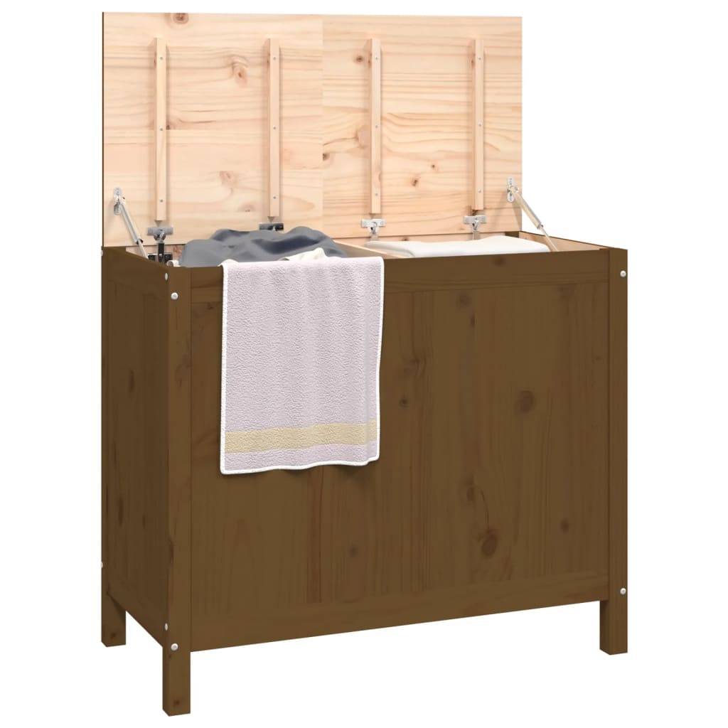 Kutija za rublje boja meda 88,5 x 44 x 76 cm masivna borovina