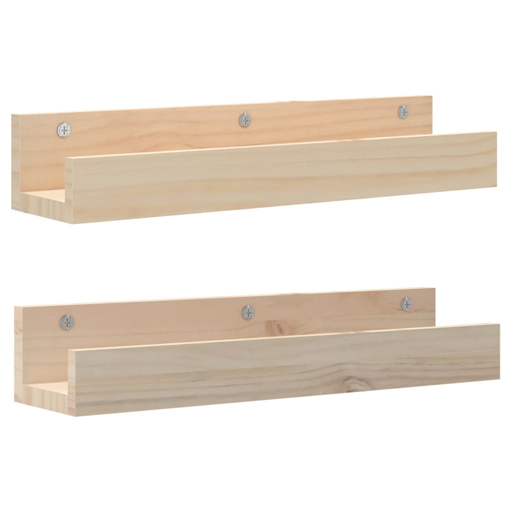 Zidne police 2 kom 50 x 12 x 9 cm od masivne borovine