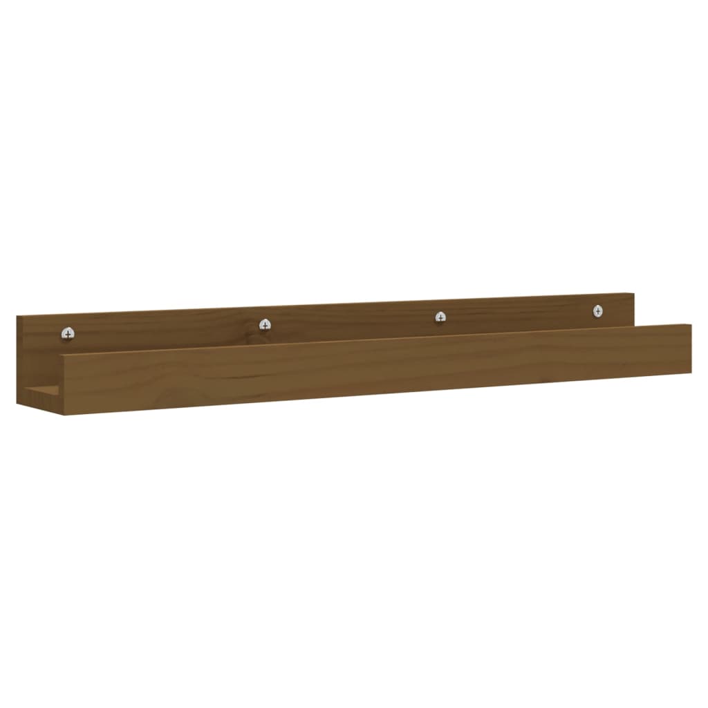 Zidne police 2 kom boja meda 80x12x9 cm od masivne borovine