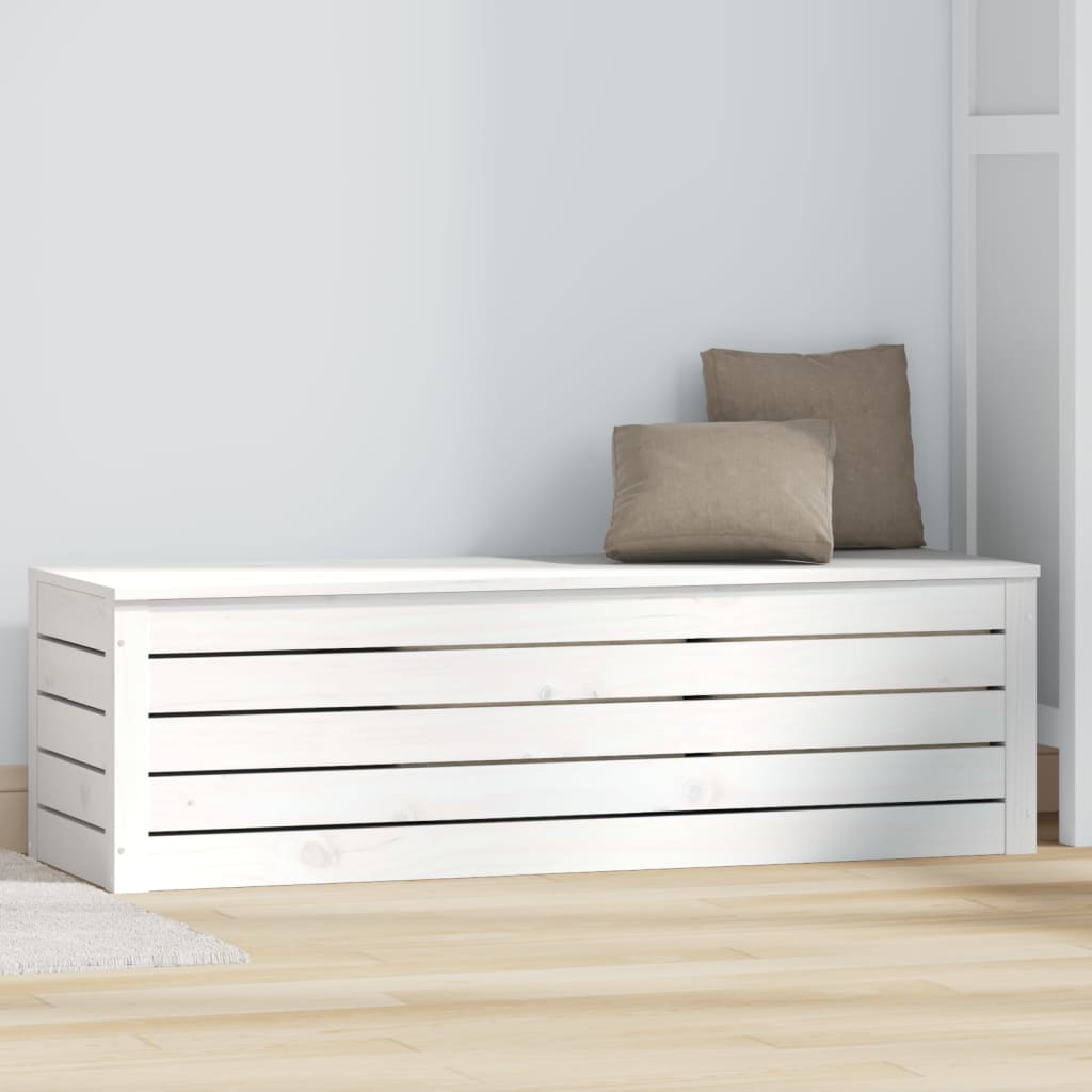 Kutija za pohranu bijela 109 x 36,5 x 33 cm od masivne borovine