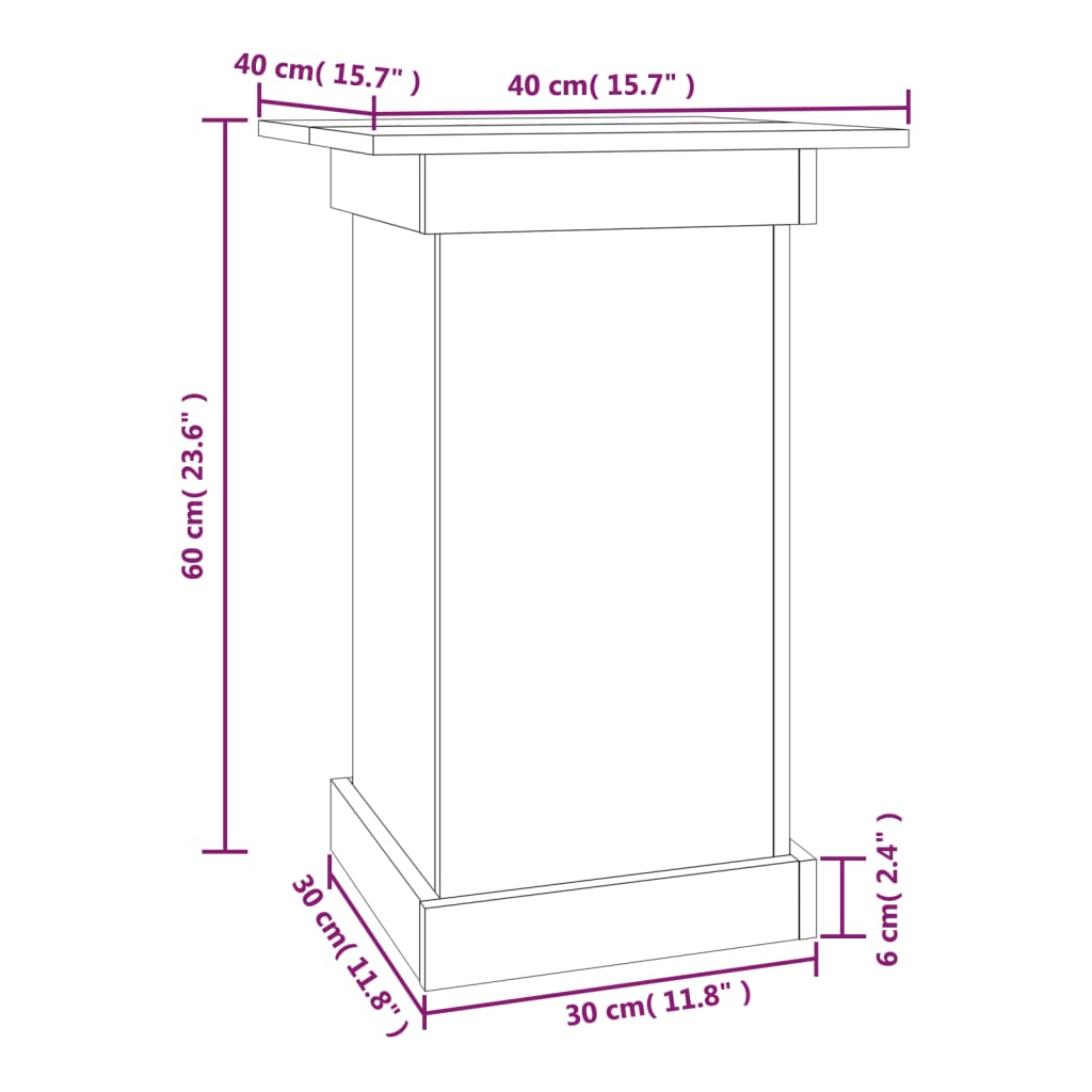 Stalak za cvijeće bijeli 40 x 40 x 60 cm od masivne borovine