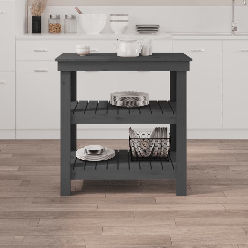 Radni stol sivi 78,5x50x80 cm od masivne borovine