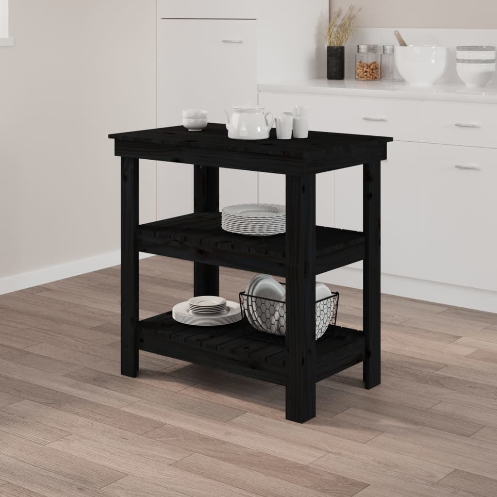 Radni stol crni 78,5 x 50 x 80 cm od masivne borovine