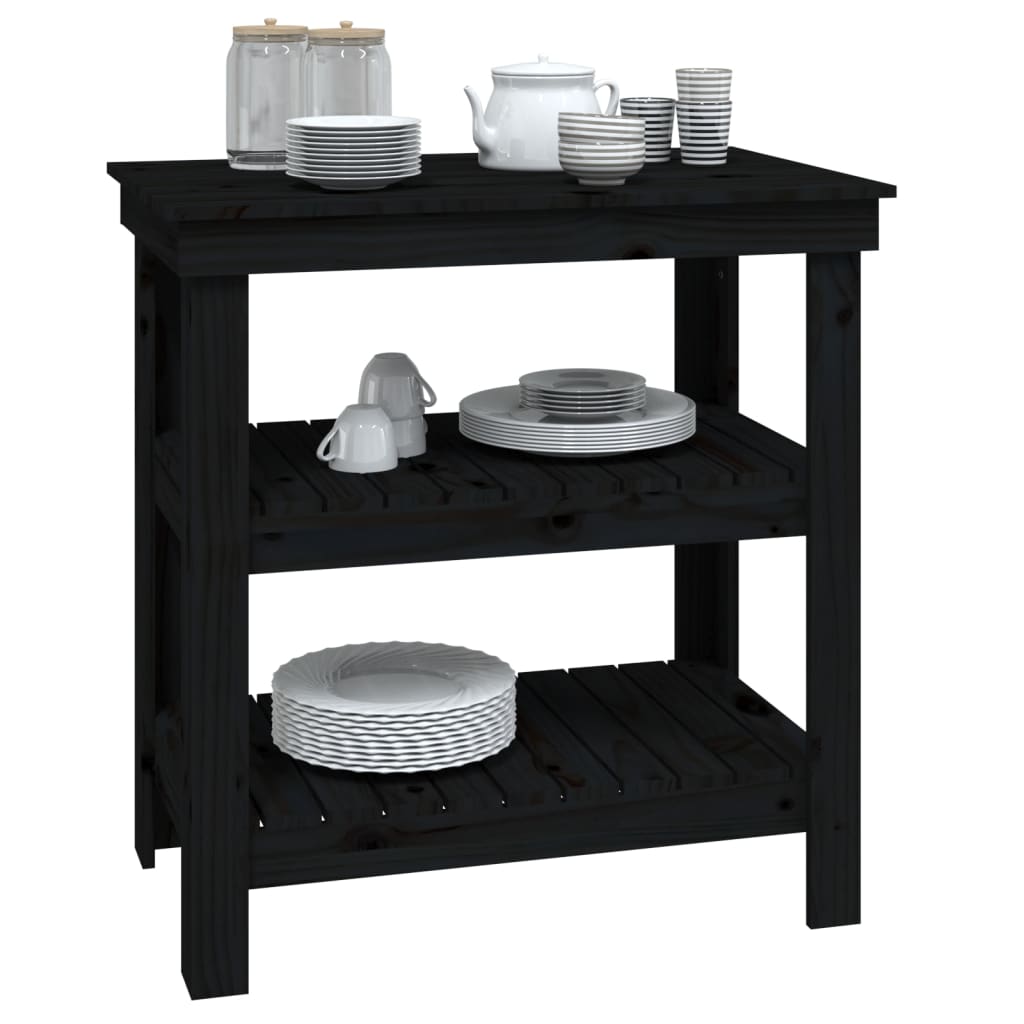 Radni stol crni 78,5 x 50 x 80 cm od masivne borovine
