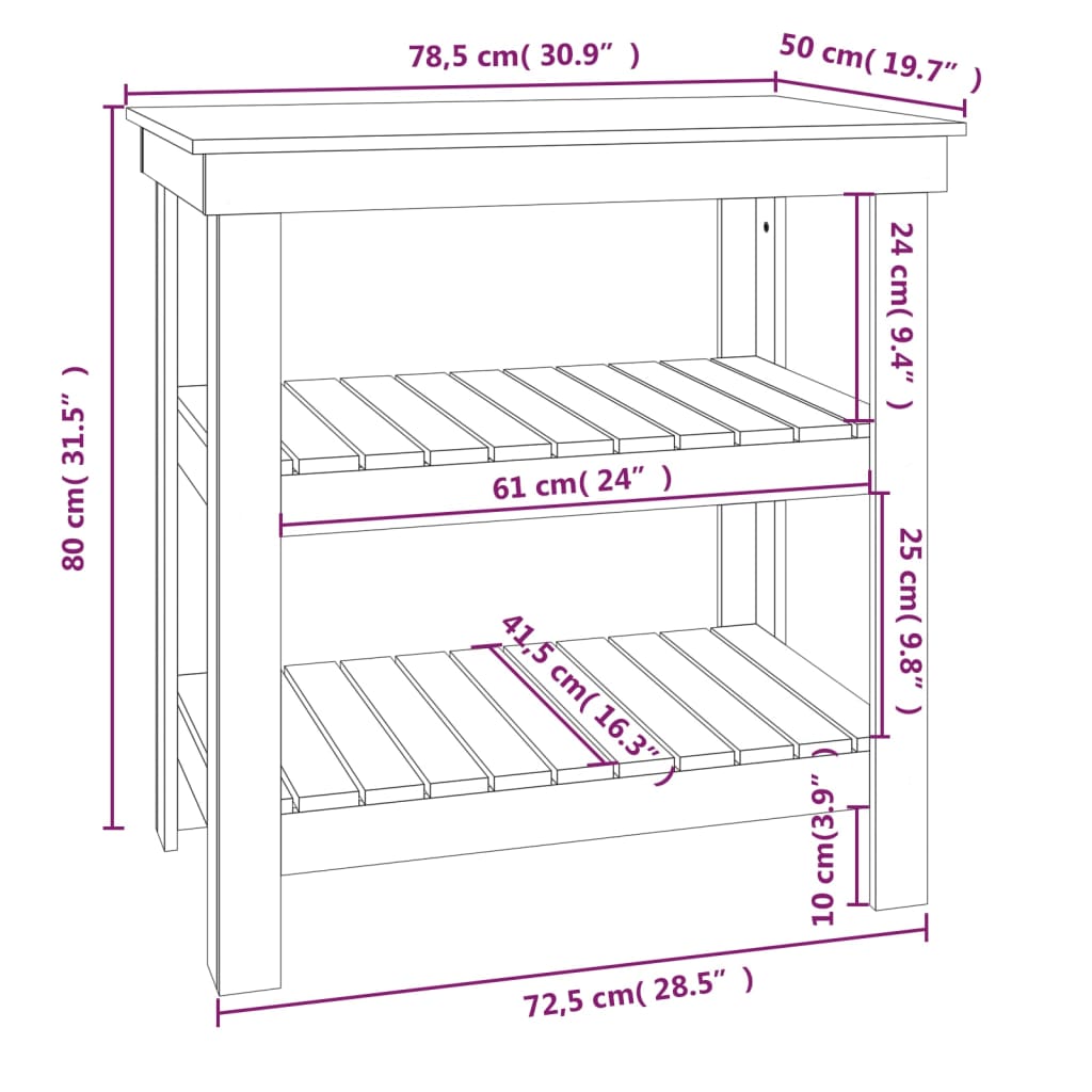 Radni stol crni 78,5 x 50 x 80 cm od masivne borovine