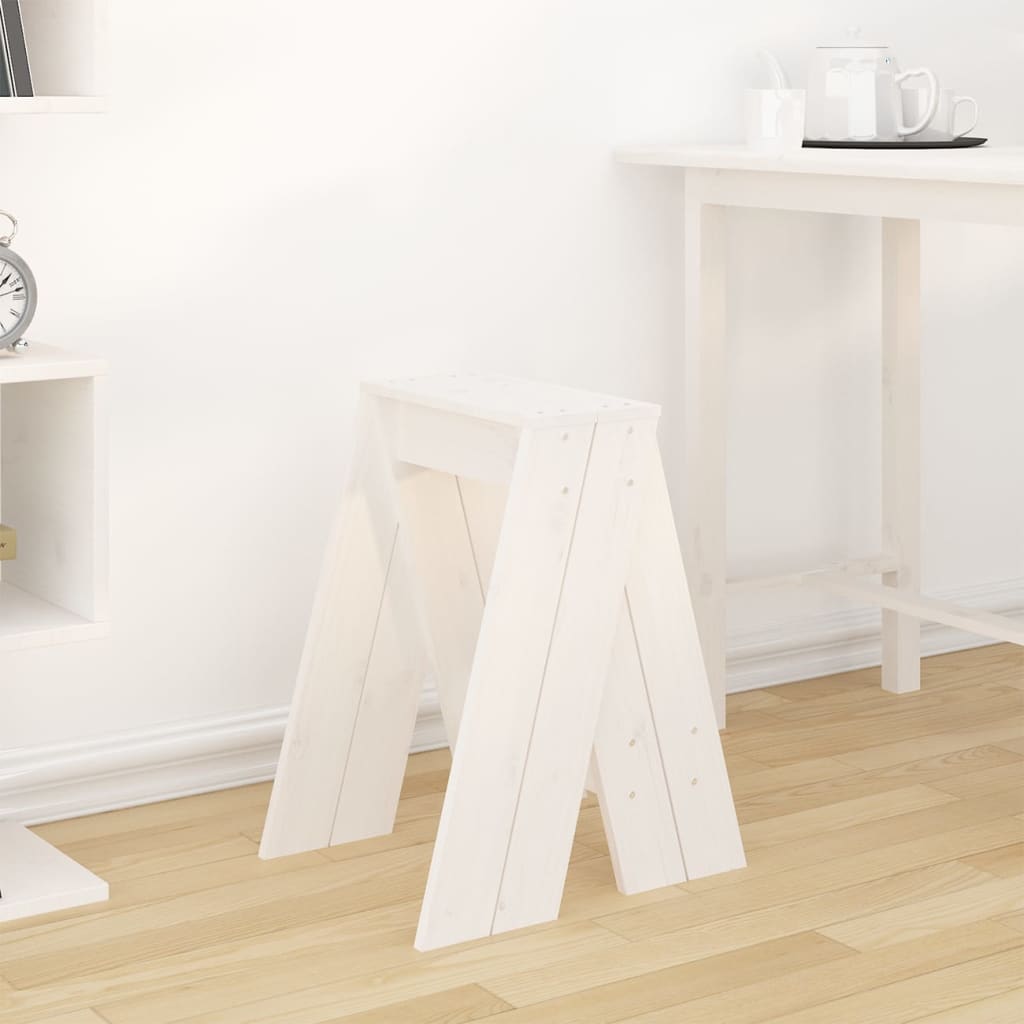 Stolci 2 kom bijeli 40x40x60 cm od masivne borovine