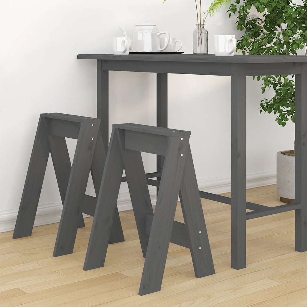 Stolci 2 kom sivi 40x40x60 cm od masivne borovine