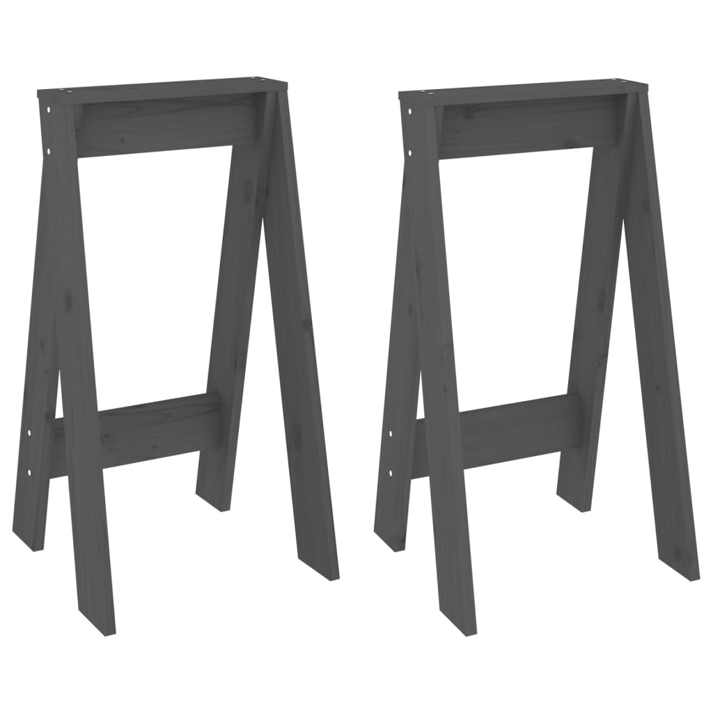 Stolci 2 kom sivi 40 x 40 x 75 cm od masivne borovine