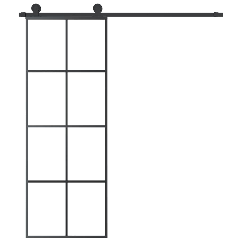 Klizna vrata s priborom 76 x 205 cm od ESG stakla i aluminija