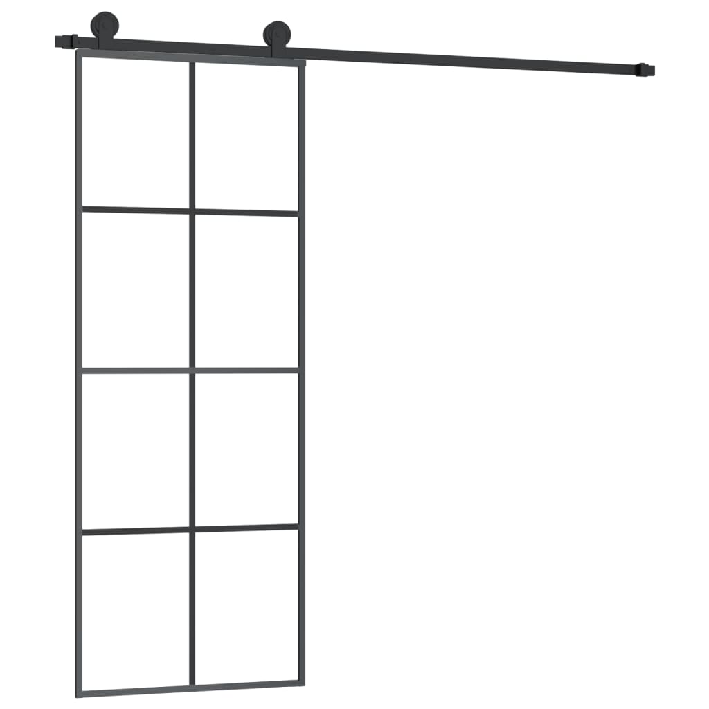 Klizna vrata s priborom 76 x 205 cm od ESG stakla i aluminija