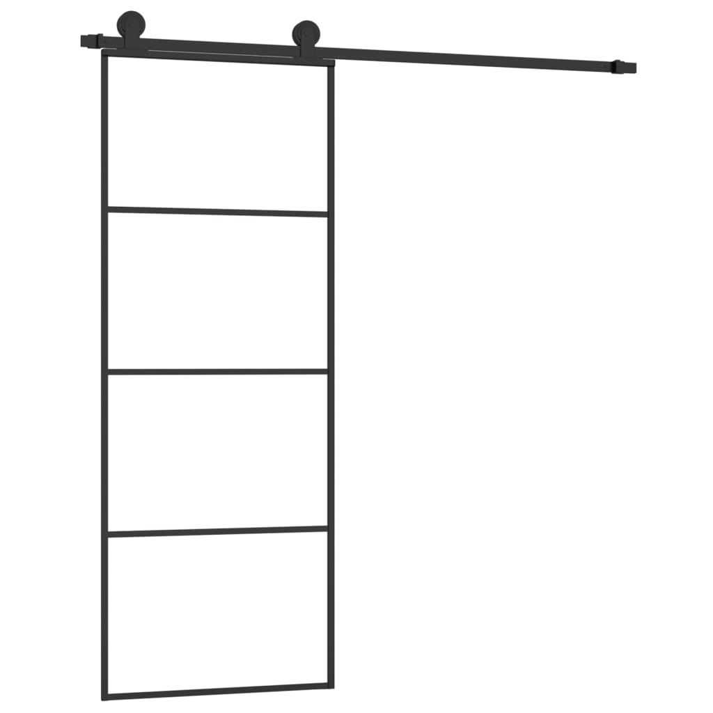 Klizna vrata s priborom 76 x 205 cm od ESG stakla i aluminija