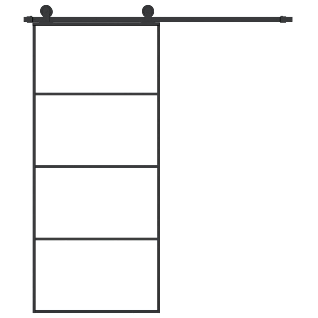 Klizna vrata s priborom 90 x 205 cm od ESG stakla i aluminija