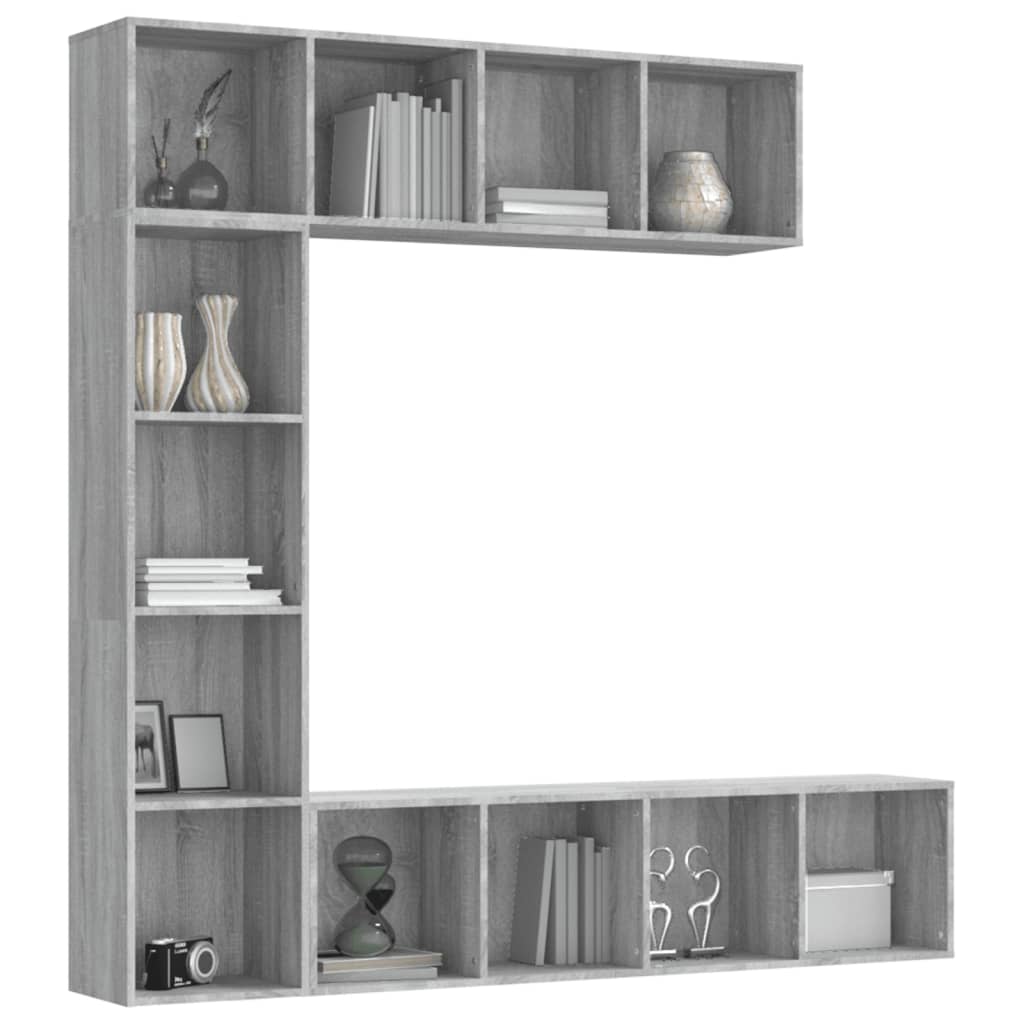 3-dijelni set ormarića za knjige/TV sivog sonome 180x30x180 cm