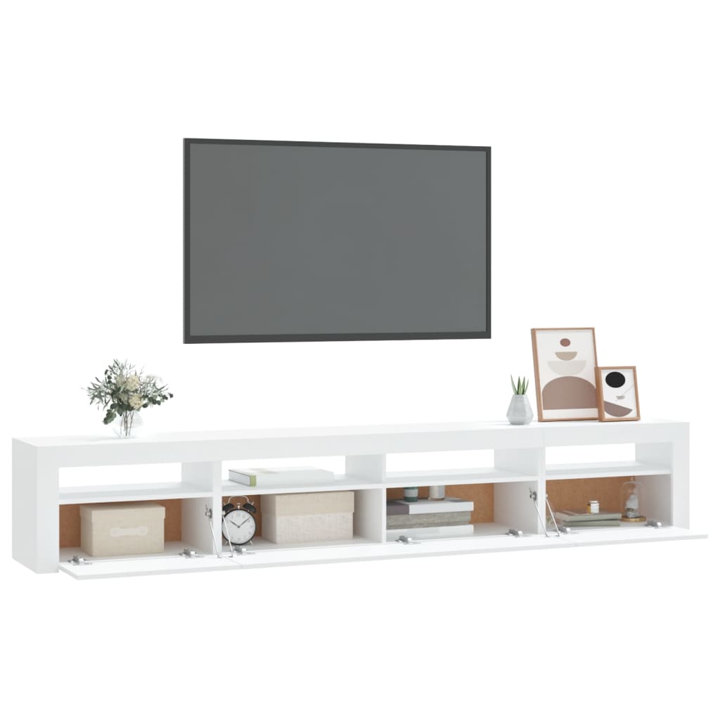 TV ormarić s LED svjetlima bijeli 240x35x40 cm