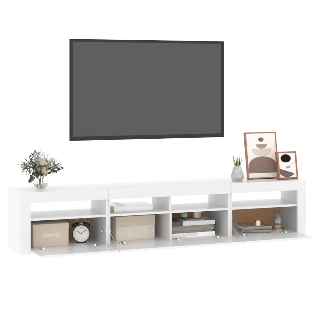 TV ormarić s LED svjetlima bijeli 210x35x40 cm