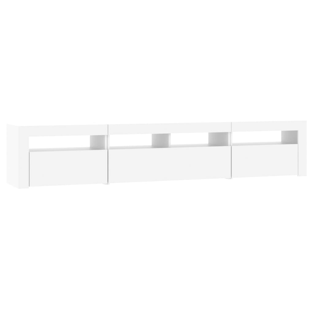 TV ormarić s LED svjetlima bijeli 210x35x40 cm