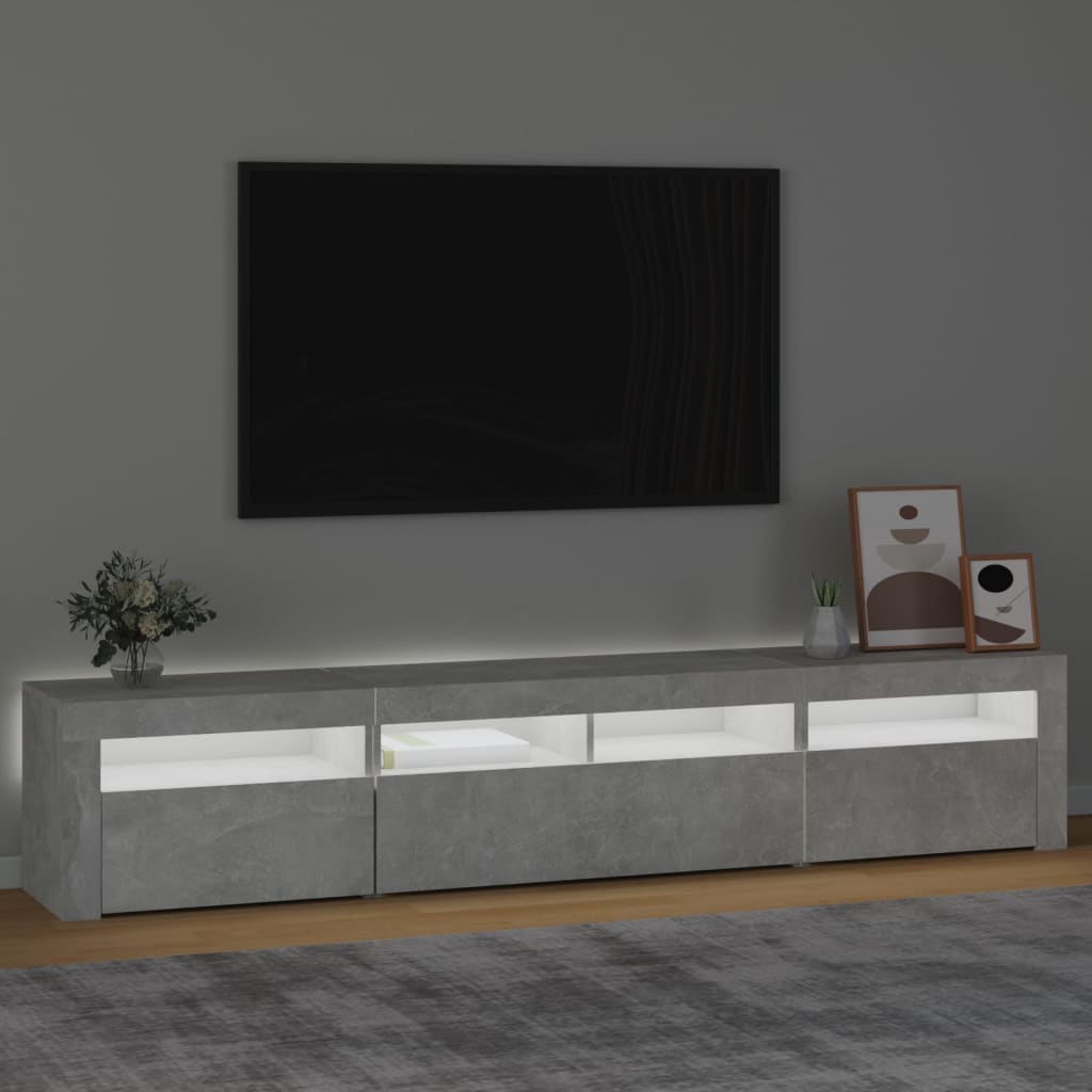 TV ormarić s LED svjetlima siva boja betona 210x35x40 cm