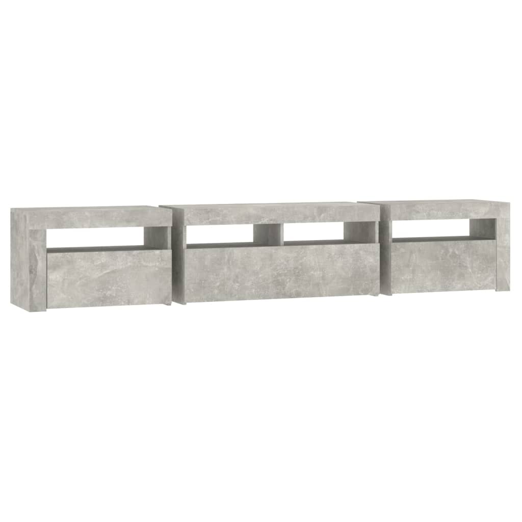 TV ormarić s LED svjetlima siva boja betona 210x35x40 cm