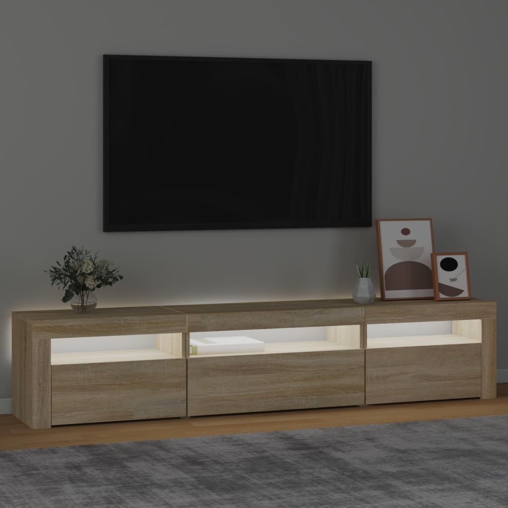 TV ormarić s LED svjetlima boja hrasta sonome 195x35x40 cm
