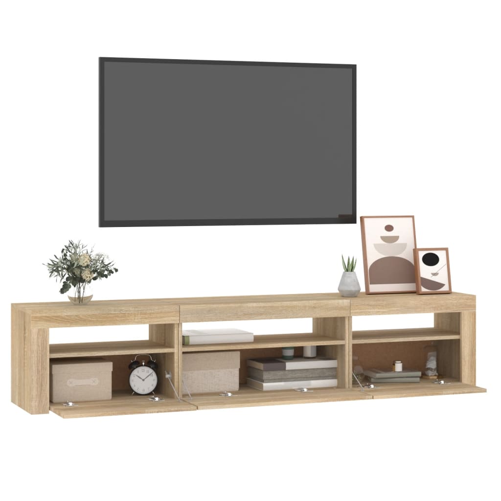 TV ormarić s LED svjetlima boja hrasta sonome 195x35x40 cm