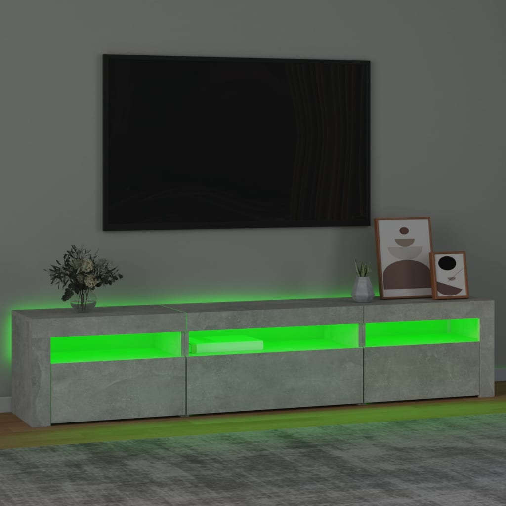 TV ormarić s LED svjetlima siva boja betona 195x35x40 cm