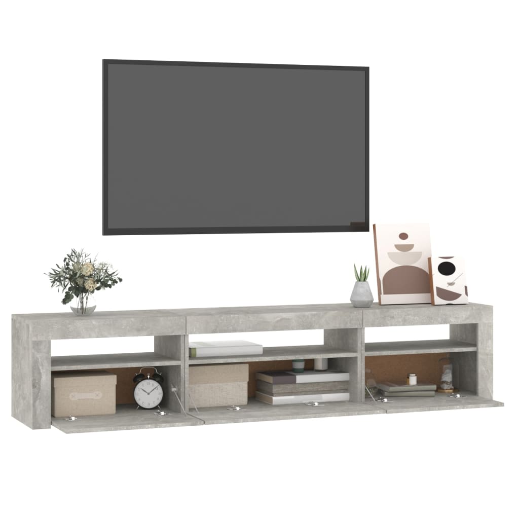TV ormarić s LED svjetlima siva boja betona 195x35x40 cm