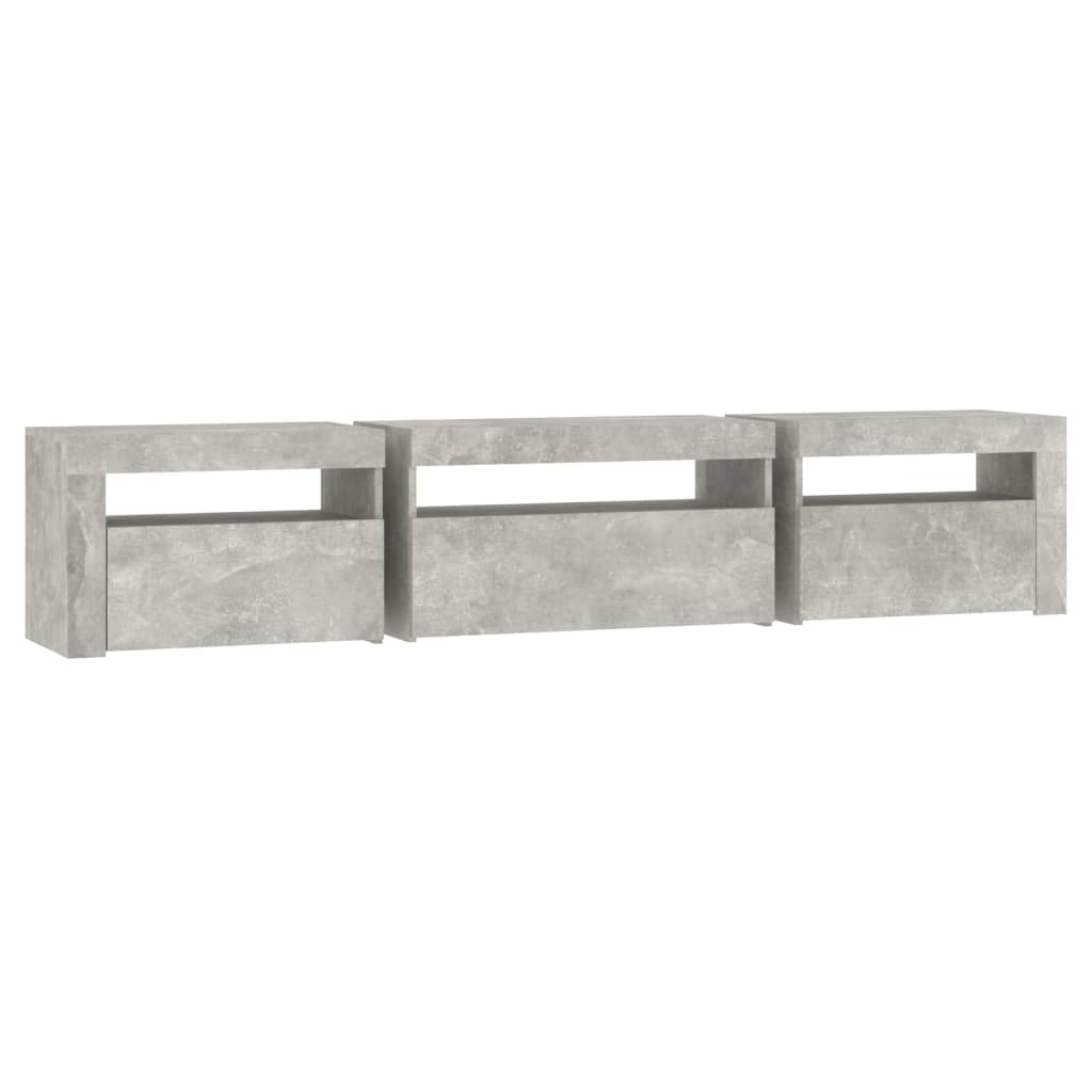 TV ormarić s LED svjetlima siva boja betona 195x35x40 cm