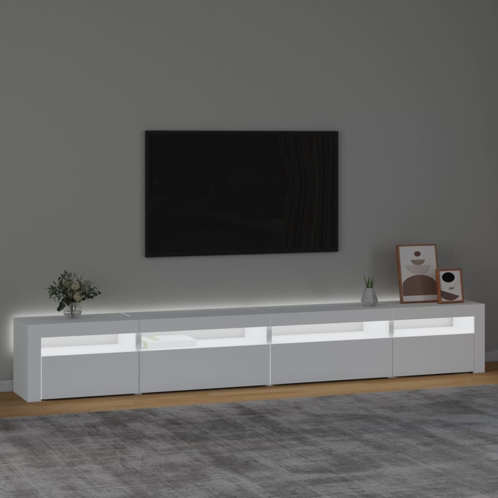 TV ormarić s LED svjetlima bijeli 270x35x40 cm