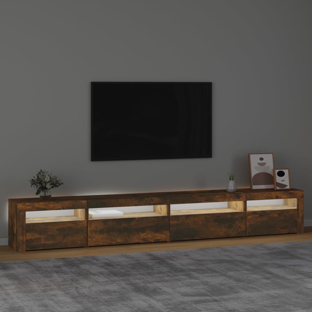 TV ormarić s LED svjetlima boja dimljenog hrasta 270x35x40 cm