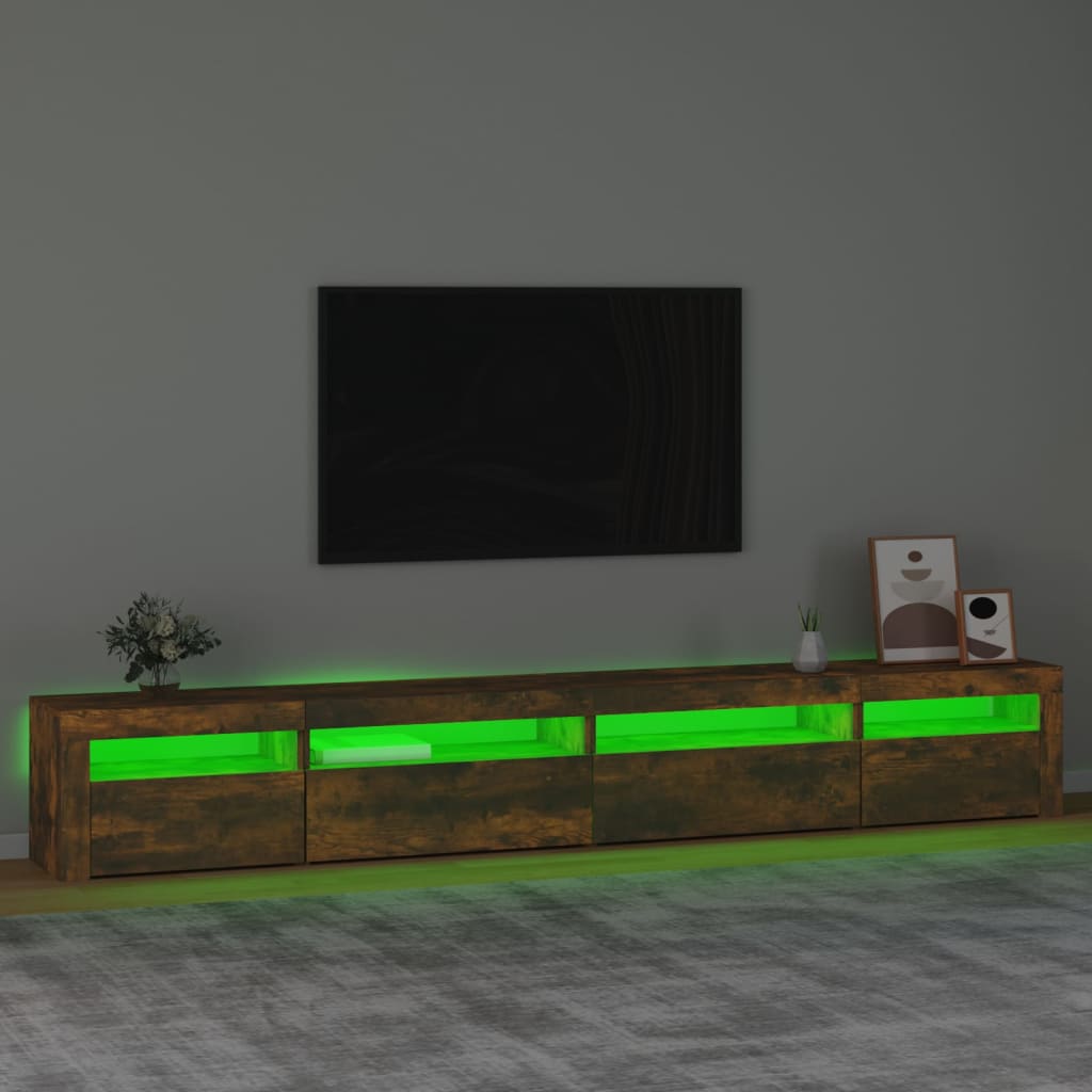 TV ormarić s LED svjetlima boja dimljenog hrasta 270x35x40 cm