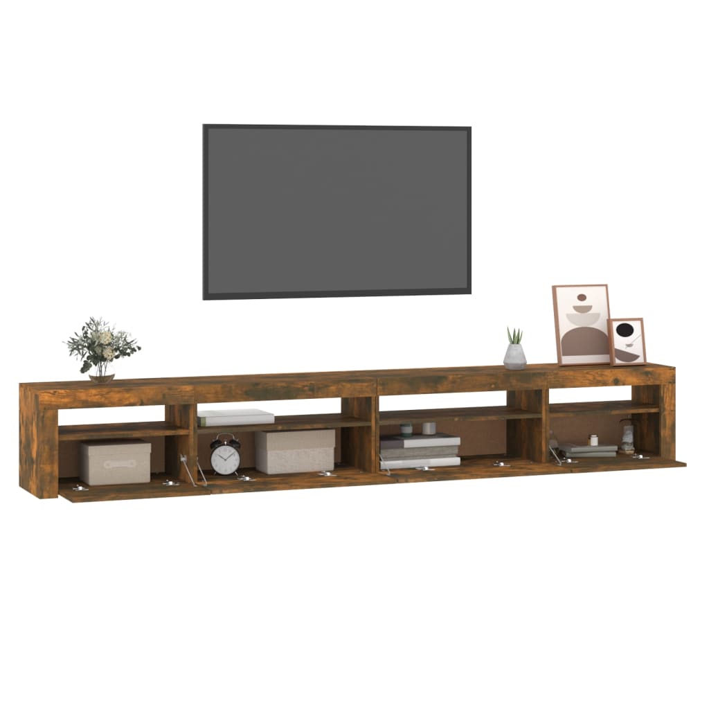 TV ormarić s LED svjetlima boja dimljenog hrasta 270x35x40 cm