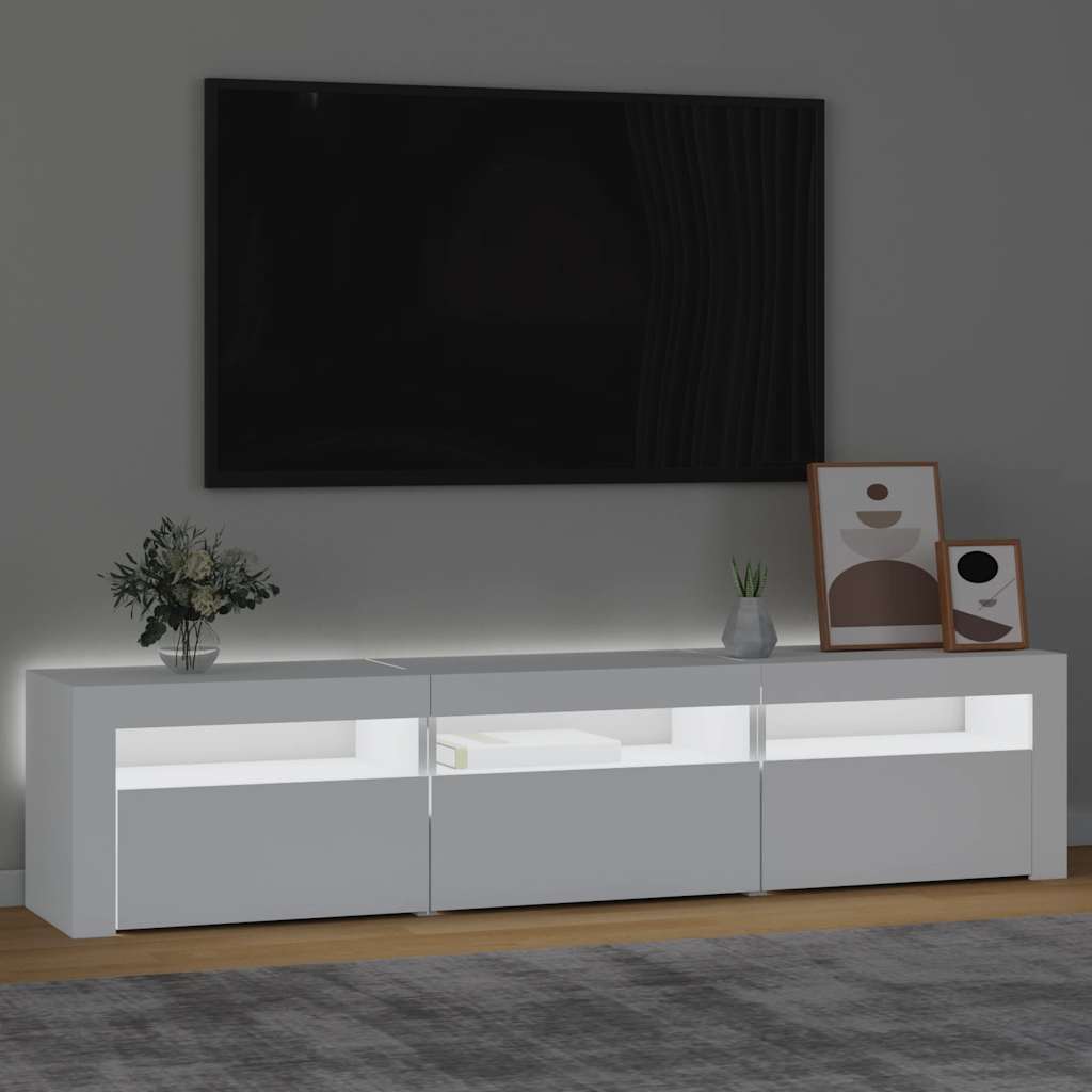 TV ormarić s LED svjetlima bijeli 180 x 35 x 40 cm