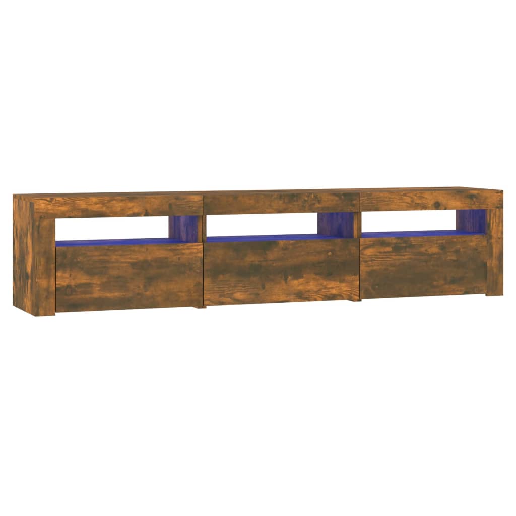 TV ormarić s LED svjetlima boja dimljenog hrasta 180x35x40 cm