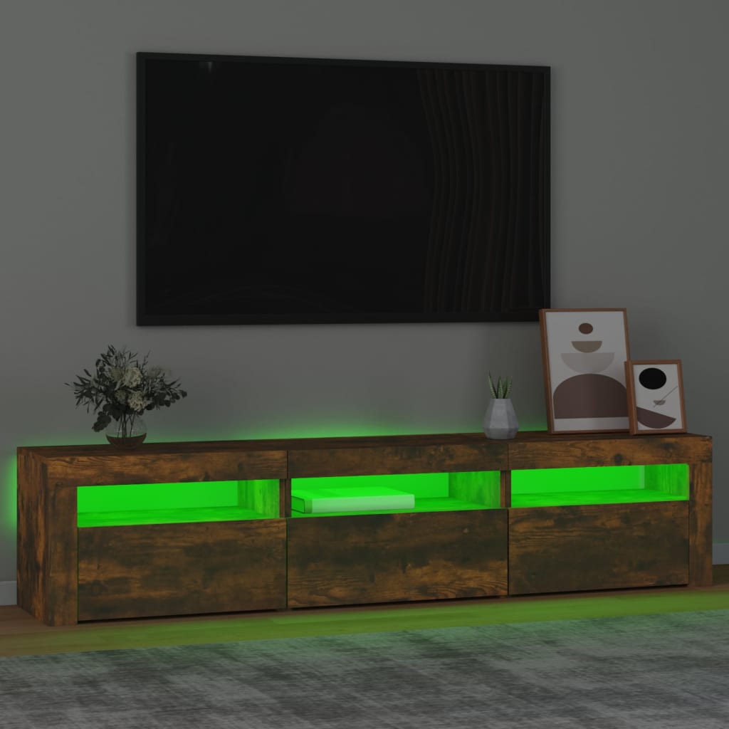 TV ormarić s LED svjetlima boja dimljenog hrasta 180x35x40 cm