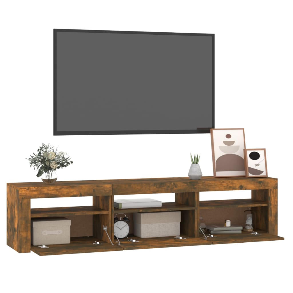 TV ormarić s LED svjetlima boja dimljenog hrasta 180x35x40 cm