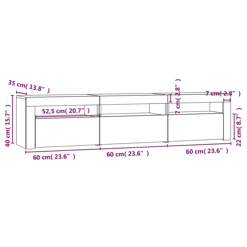 TV ormarić s LED svjetlima boja hrasta sonome 180x35x40 cm