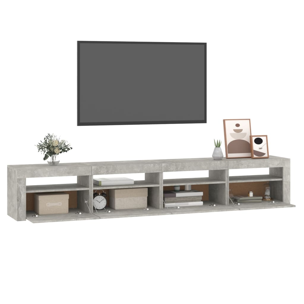 TV ormarić s LED svjetlima siva boja betona 240x35x40 cm