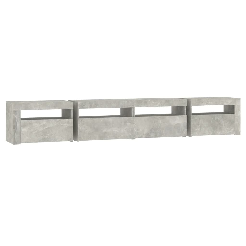 TV ormarić s LED svjetlima siva boja betona 240x35x40 cm