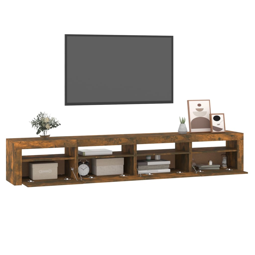 TV ormarić s LED svjetlima boja dimljenog hrasta 240x35x40 cm