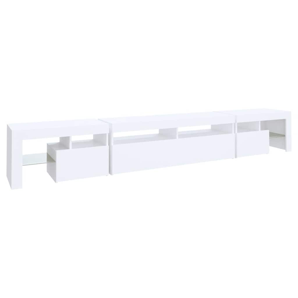 TV ormarić s LED svjetlima bijeli 260 x 36,5 x 40 cm