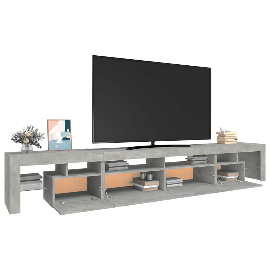 TV ormarić s LED svjetlima siva boja betona 260x36,5x40 cm