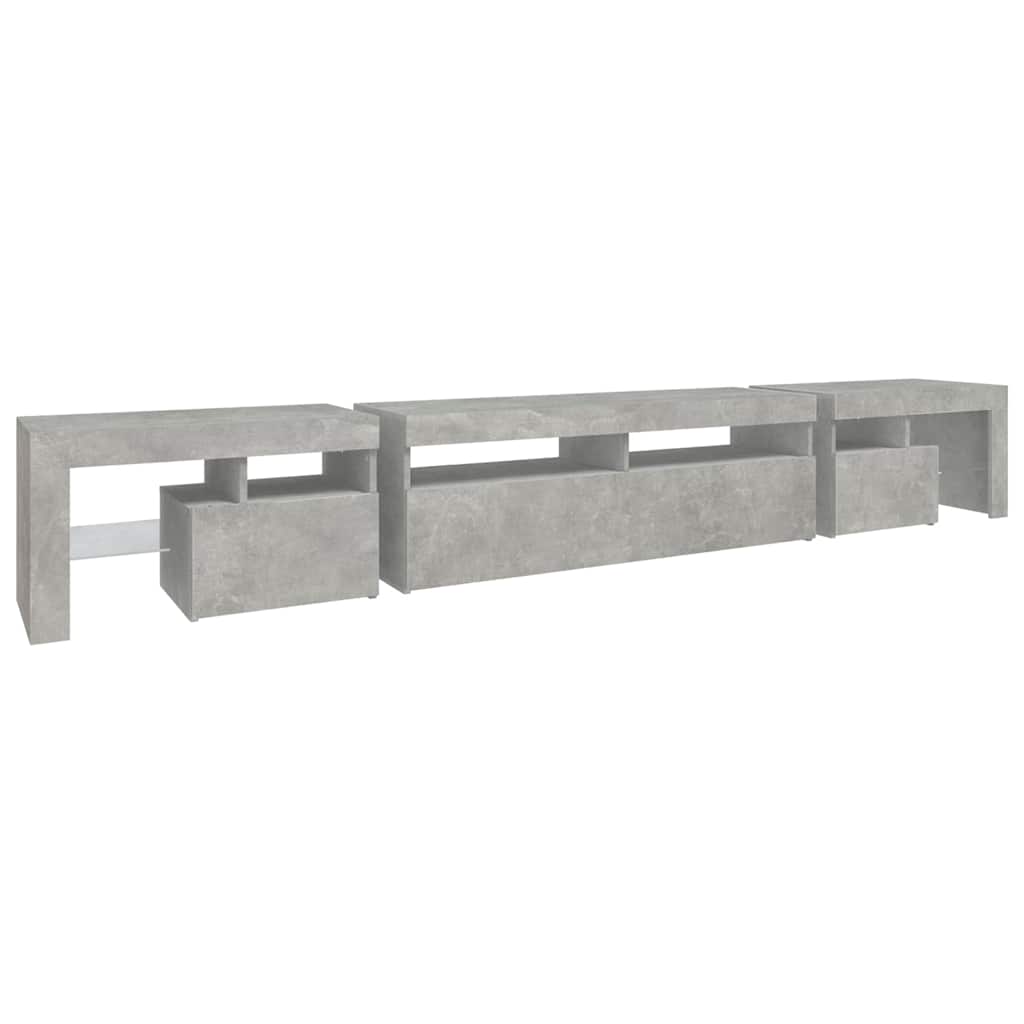TV ormarić s LED svjetlima siva boja betona 260x36,5x40 cm