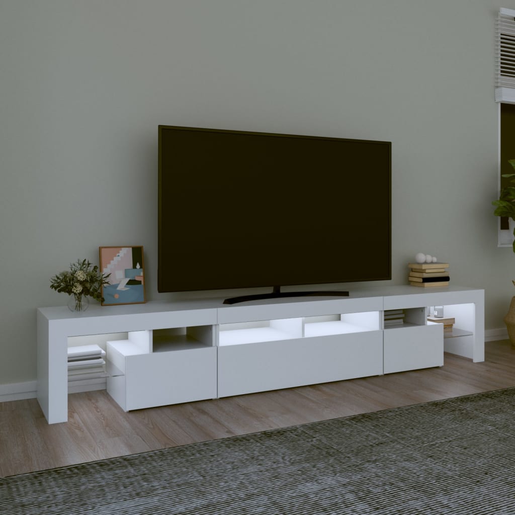 TV ormarić s LED svjetlima bijeli 230x36,5x40 cm