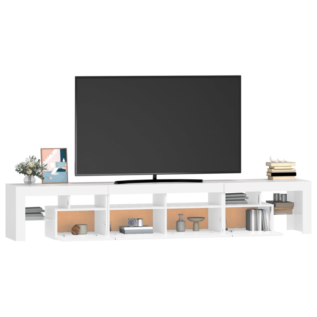 TV ormarić s LED svjetlima bijeli 230x36,5x40 cm