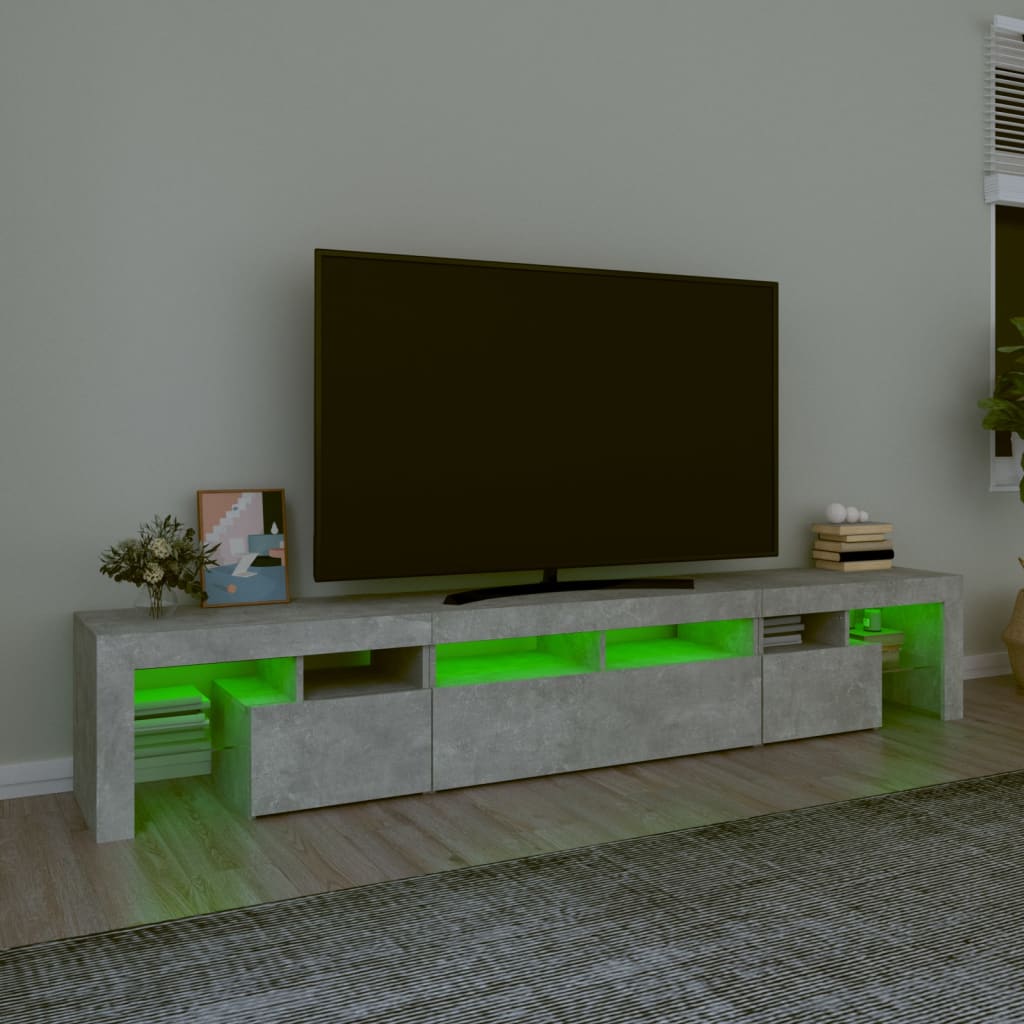 TV ormarić s LED svjetlima siva boja betona 230x36,5x40 cm