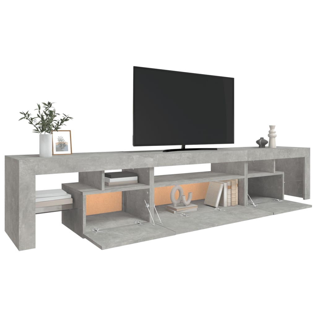 TV ormarić s LED svjetlima siva boja betona 215x36,5x40 cm